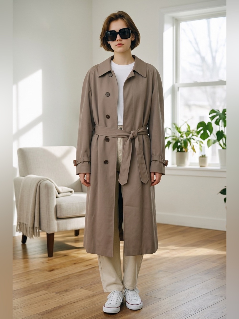 Burberry Brown and Black Labeled Trench Coat